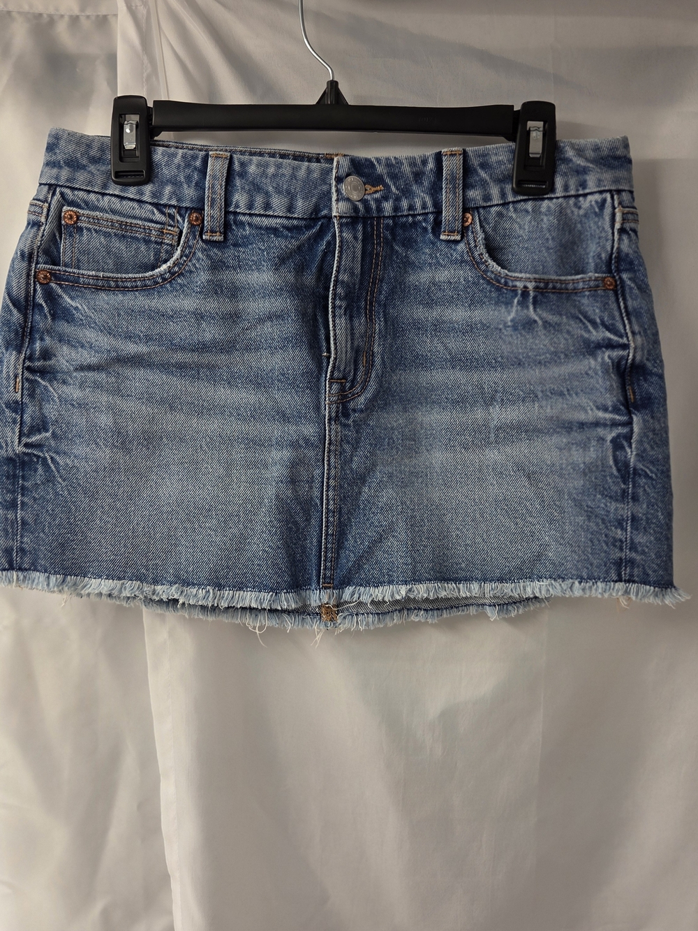 American Eagle Outfitters Denim Distressed Raw Hem Mini Skirt